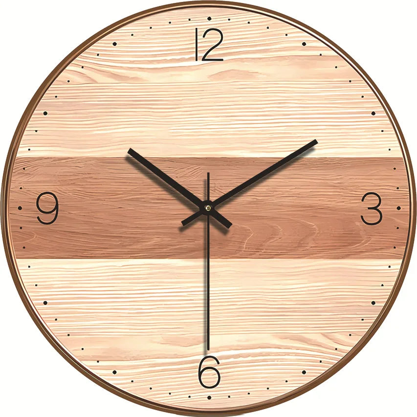 Minimalist Wood Grain Wall Clock