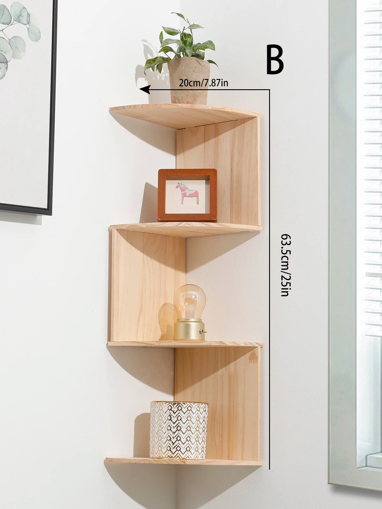 Wooden Floating Corner Wall Shelf