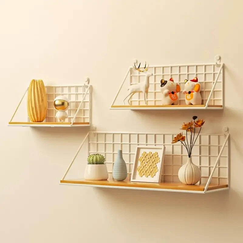 No-Drill Wooden Hanging Wall Shelf