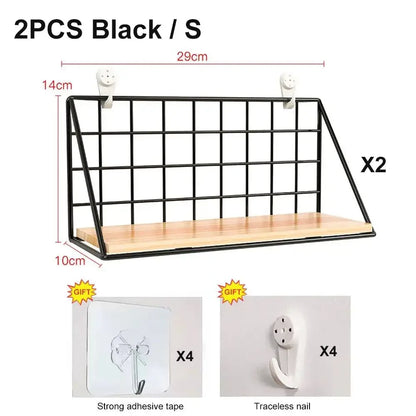 No-Drill Wooden Hanging Wall Shelf