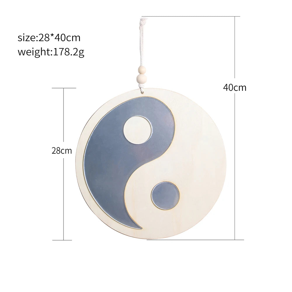 Boho Wooden Yin Yang Wall Mirror