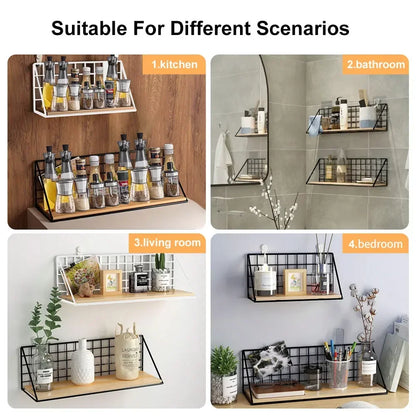 No-Drill Wooden Hanging Wall Shelf