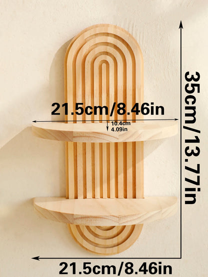 Boho Wooden Floating Wall Shelf