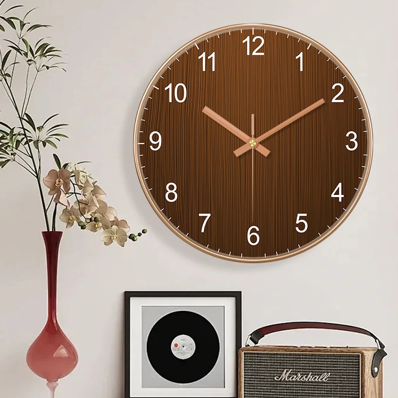 Minimalist Wooden Grain Wall Clock