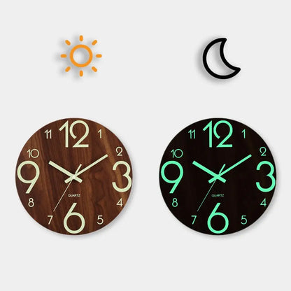 8-Inch Luminous Wooden Wall Clock