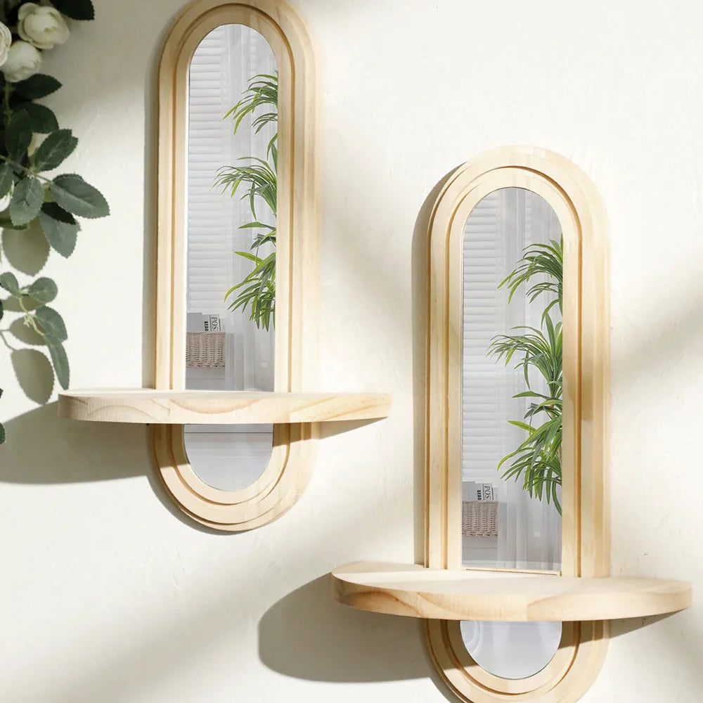 Boho Wooden Mirror Shelf