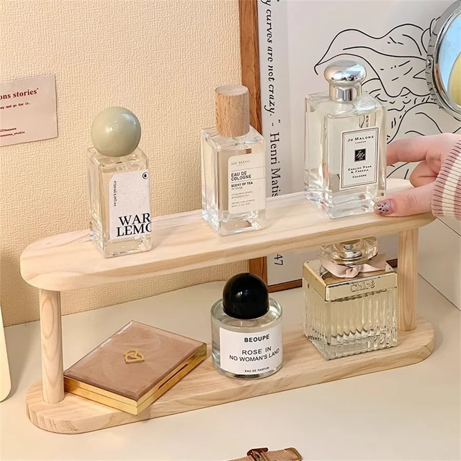 2-Tier Wooden Desktop Storage Shelf