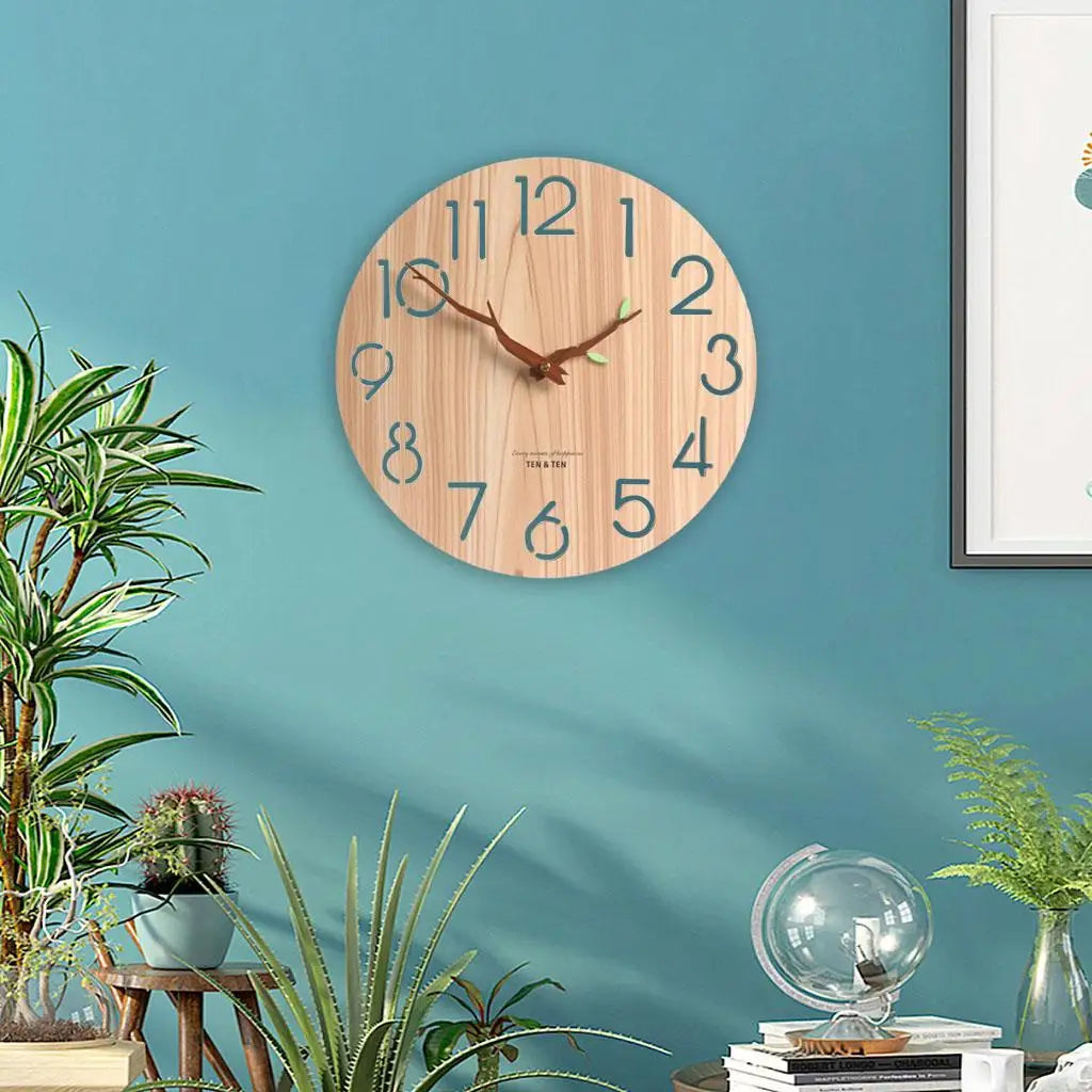 12-Inch Rustic Wooden Wall Clock