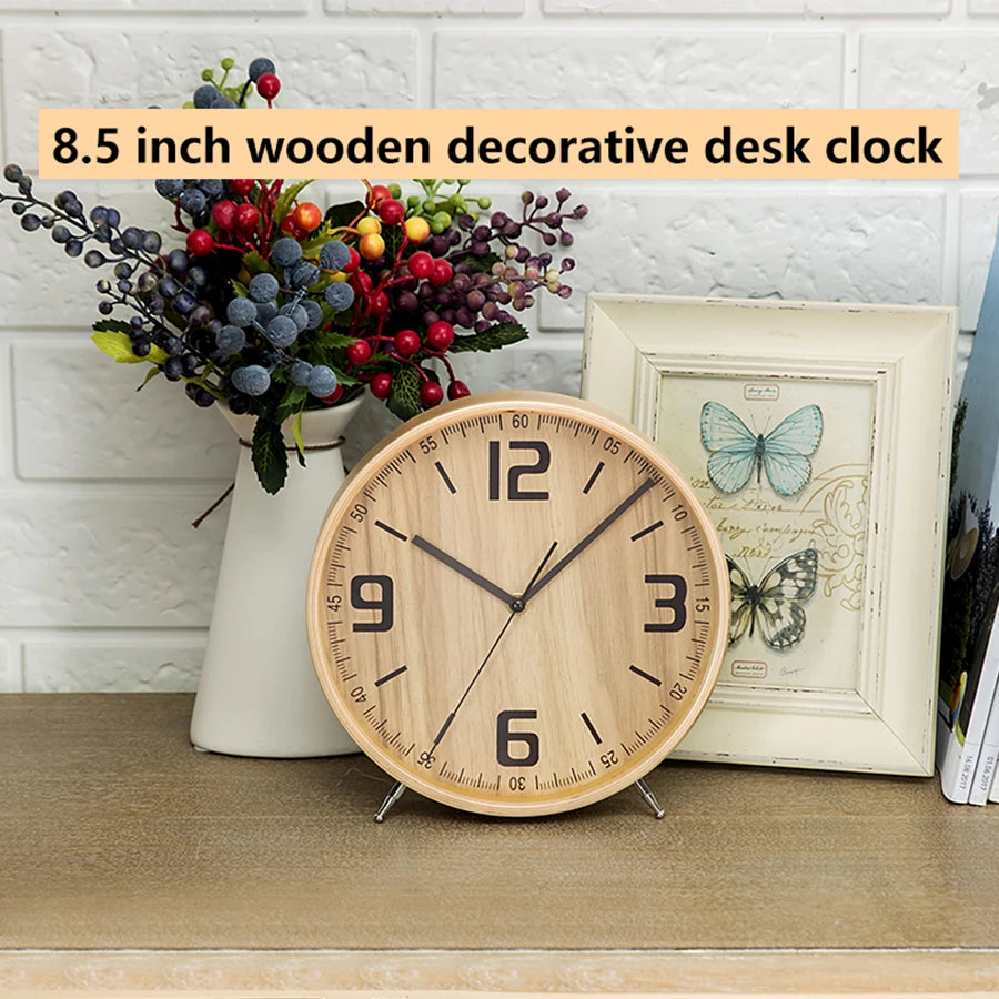 8-Inch Wooden Table & Wall Clock
