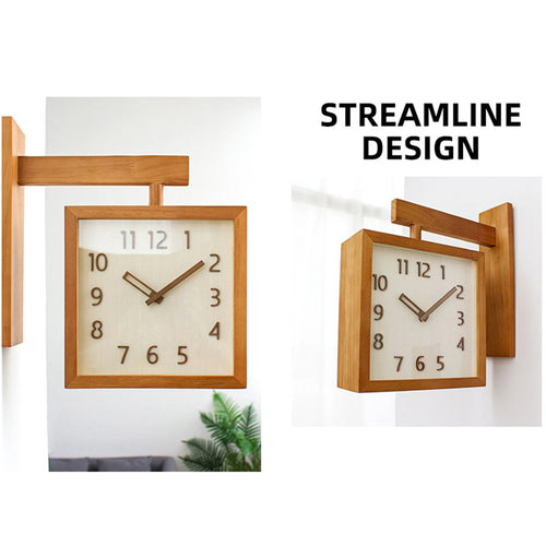 Wooden Double-Sided Corner Wall Clock