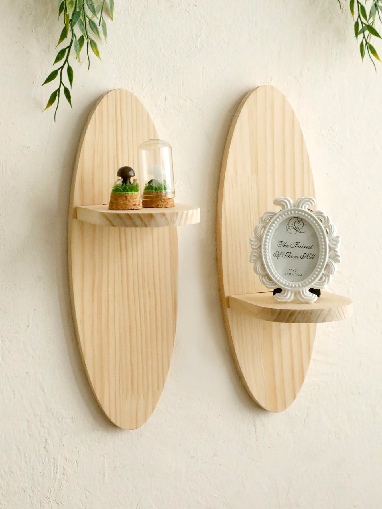 Wooden Oval Floating Wall Shelf