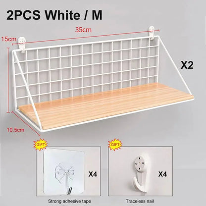 No-Drill Wooden Hanging Wall Shelf