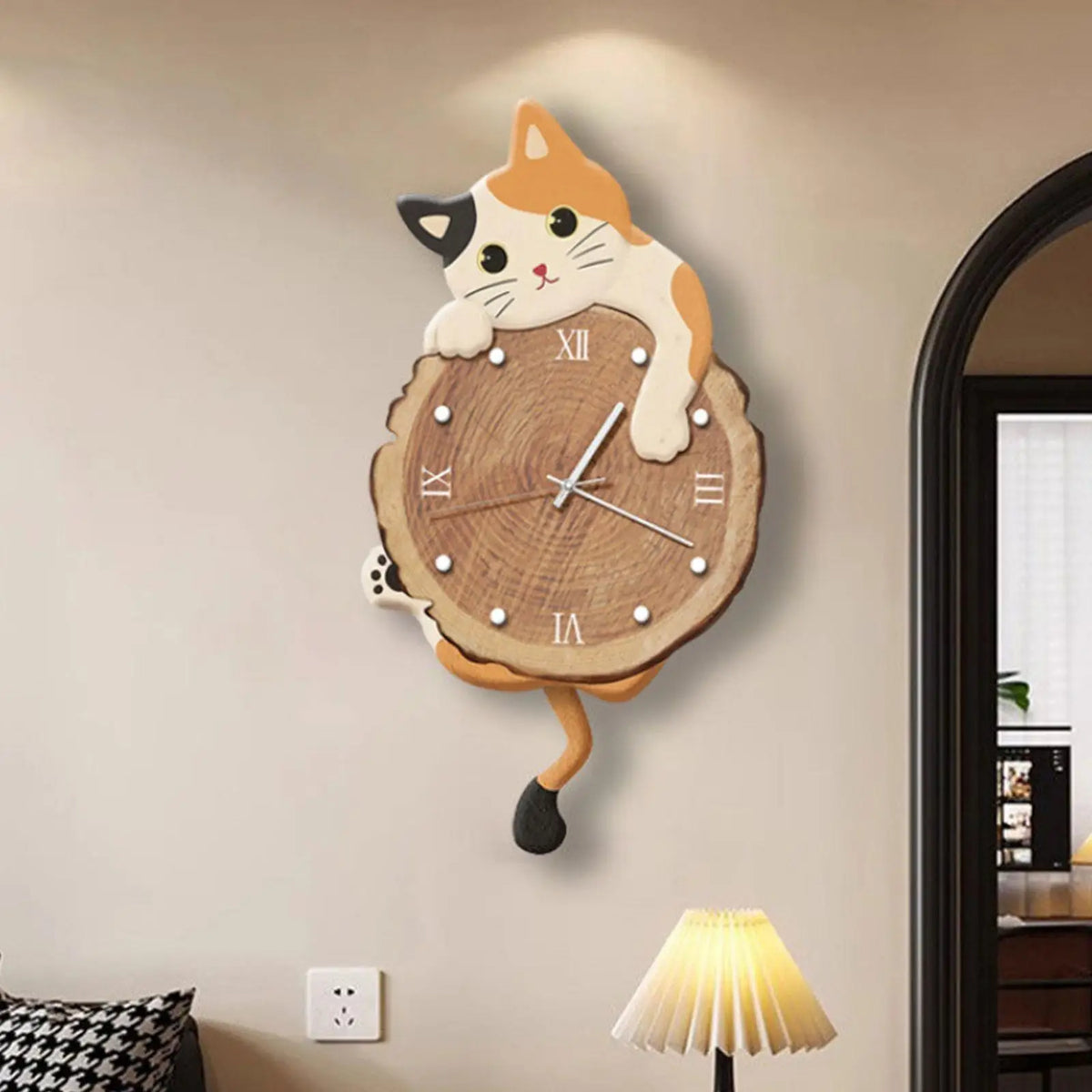 Cute Silent Wooden Wall Clock