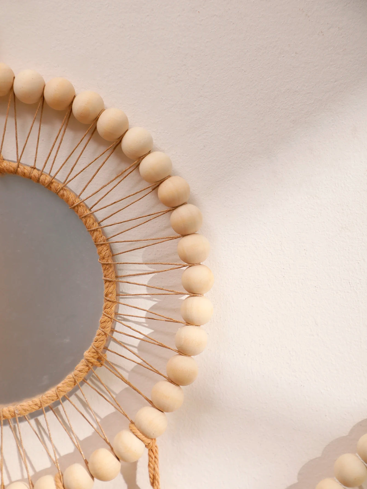 Boho Wooden Bead Wall Mirror