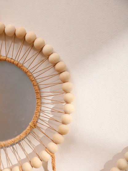 Boho Wooden Bead Wall Mirror