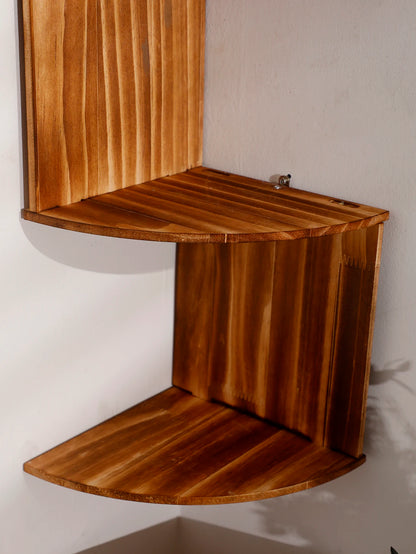 Wooden Floating Corner Wall Shelf