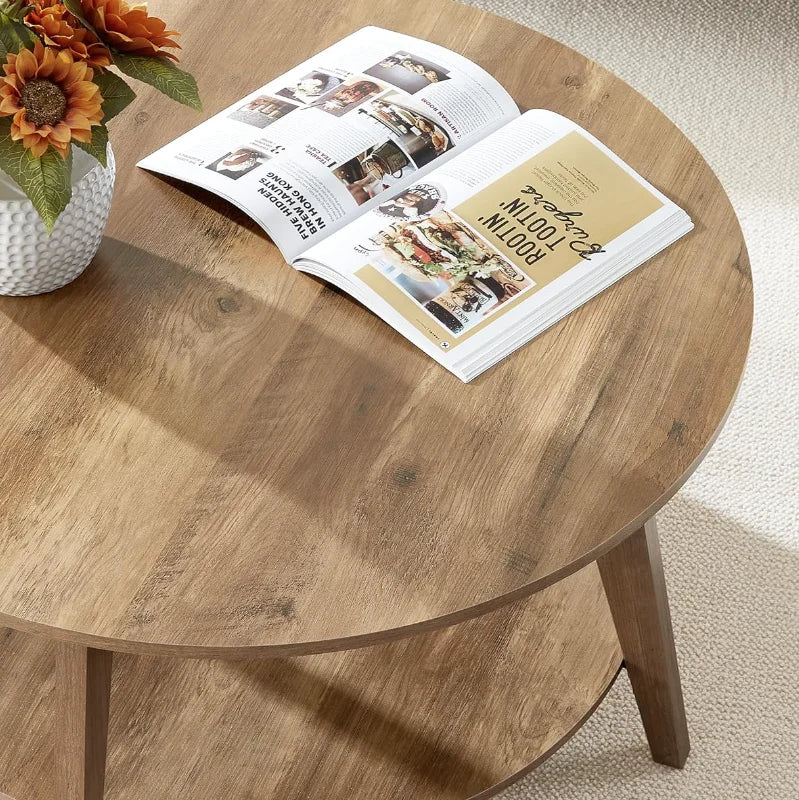 Multi-Tier Solid Wood Coffee Table