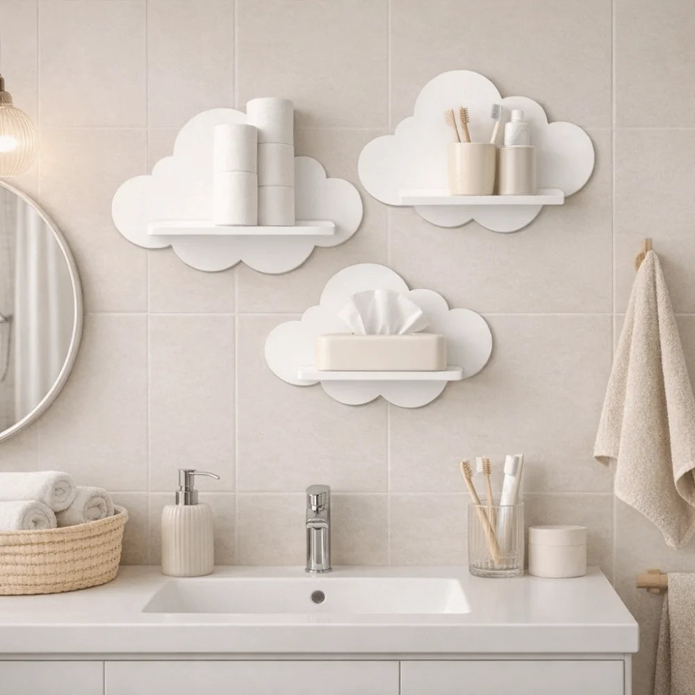 Modern Cloud Wooden Wall Shelf