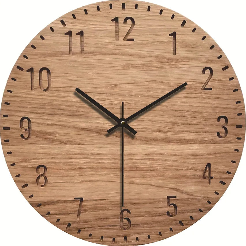 Minimalist Wood Grain Wall Clock