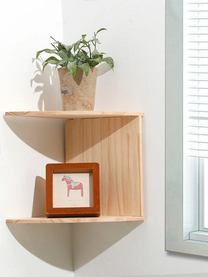 2-Tier Wooden Floating Corner Shelf