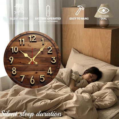 Round Wooden Hanging Wall Clock