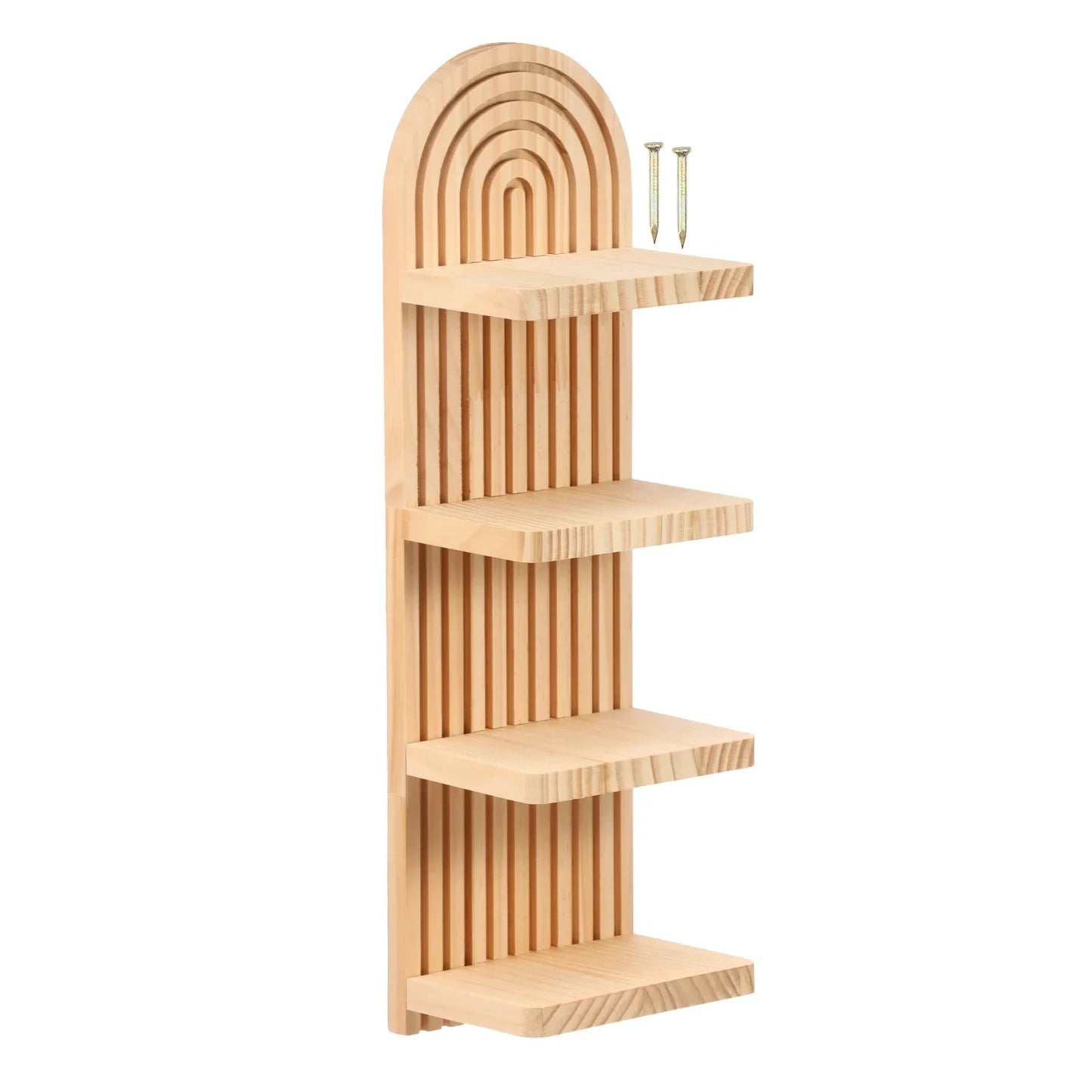 3-Tier Wooden Boho Floating Wall Shelf