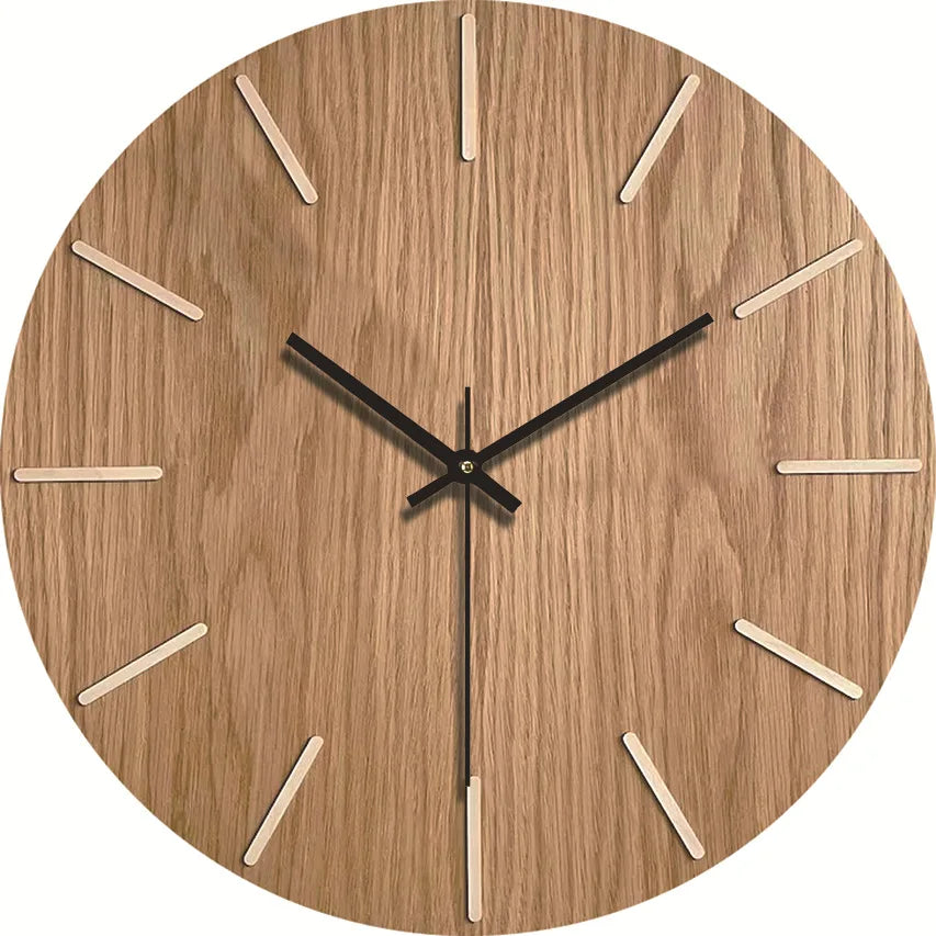 Minimalist Wood Grain Wall Clock
