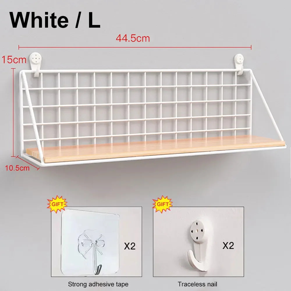 No-Drill Wooden Hanging Wall Shelf