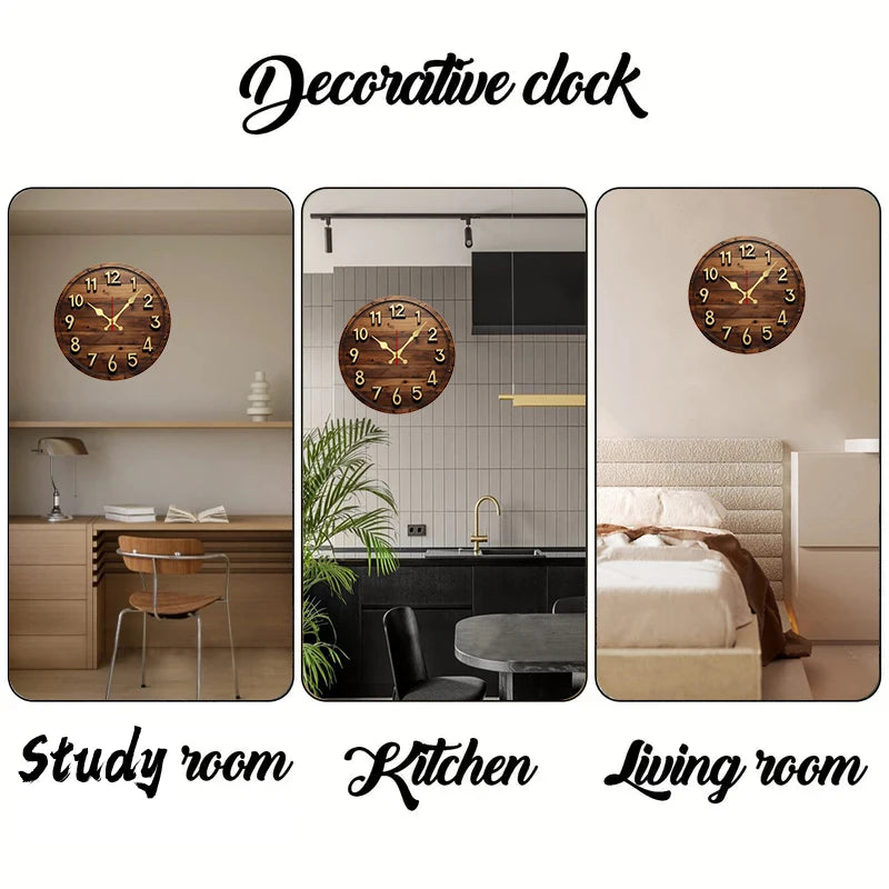 Round Wooden Hanging Wall Clock