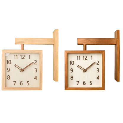 Wooden Double-Sided Corner Wall Clock