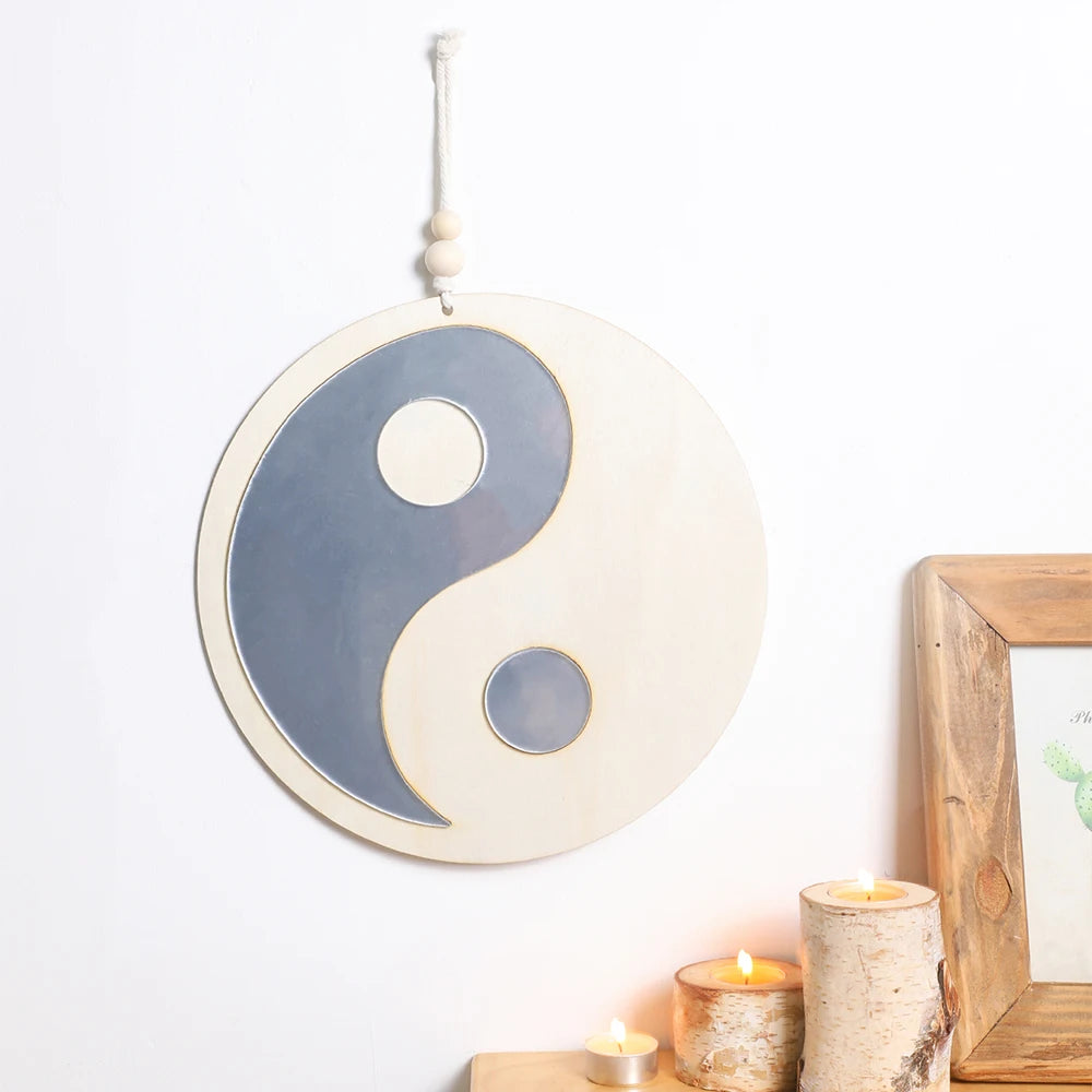 Boho Wooden Yin Yang Wall Mirror