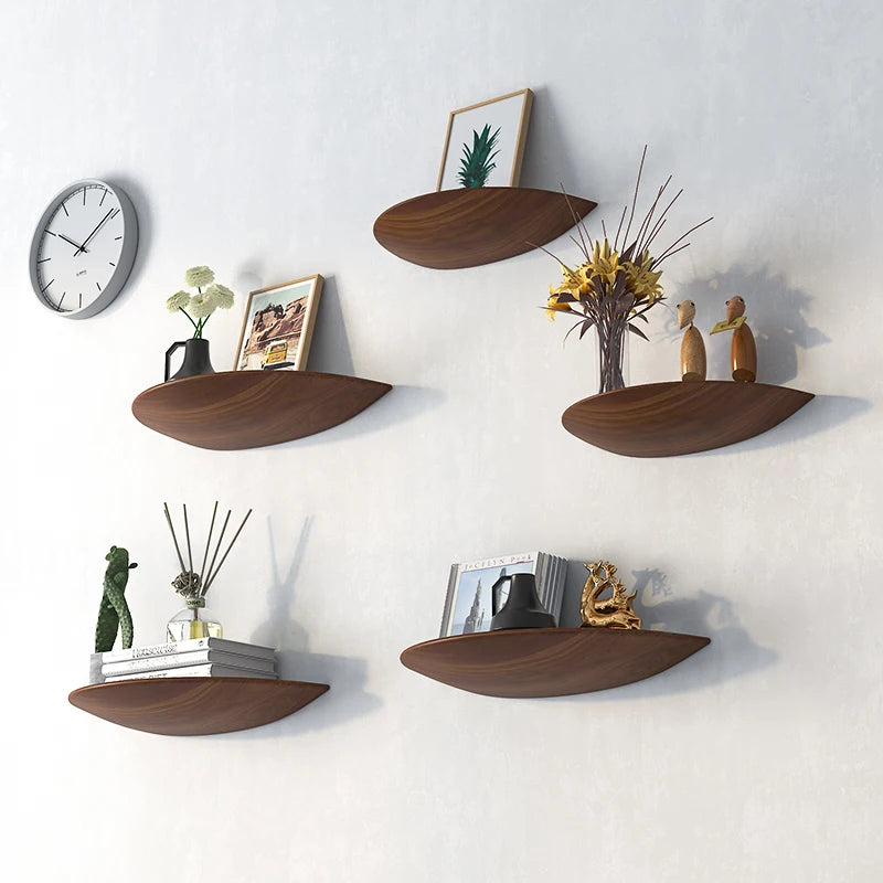 Wooden Half Moon Wall Shelf