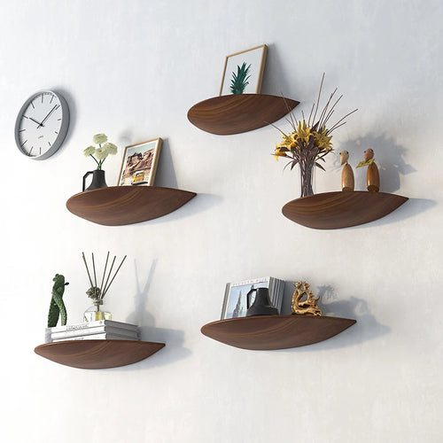 Wooden Half Moon Wall Shelf