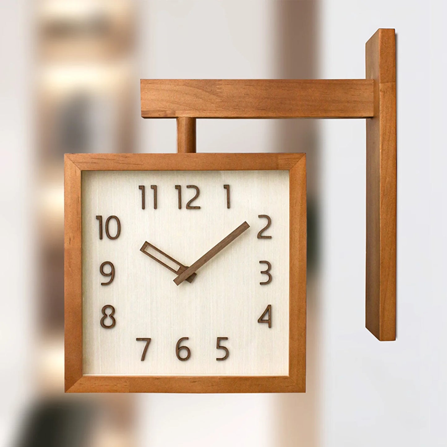 Wooden Double-Sided Corner Wall Clock