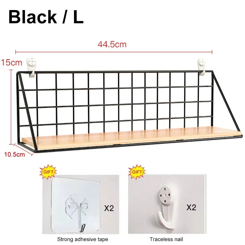 No-Drill Wooden Hanging Wall Shelf