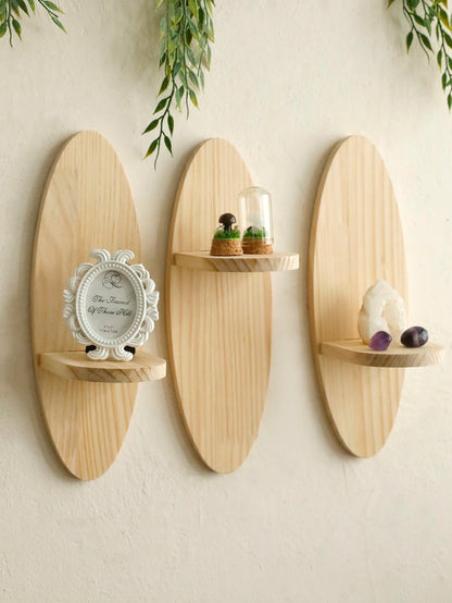 Wooden Oval Floating Wall Shelf