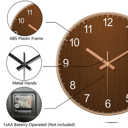 Minimalist Wooden Grain Wall Clock