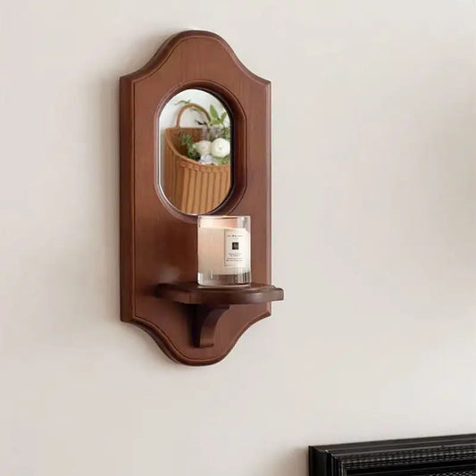Vintage Wooden Wall Mirror Shelf