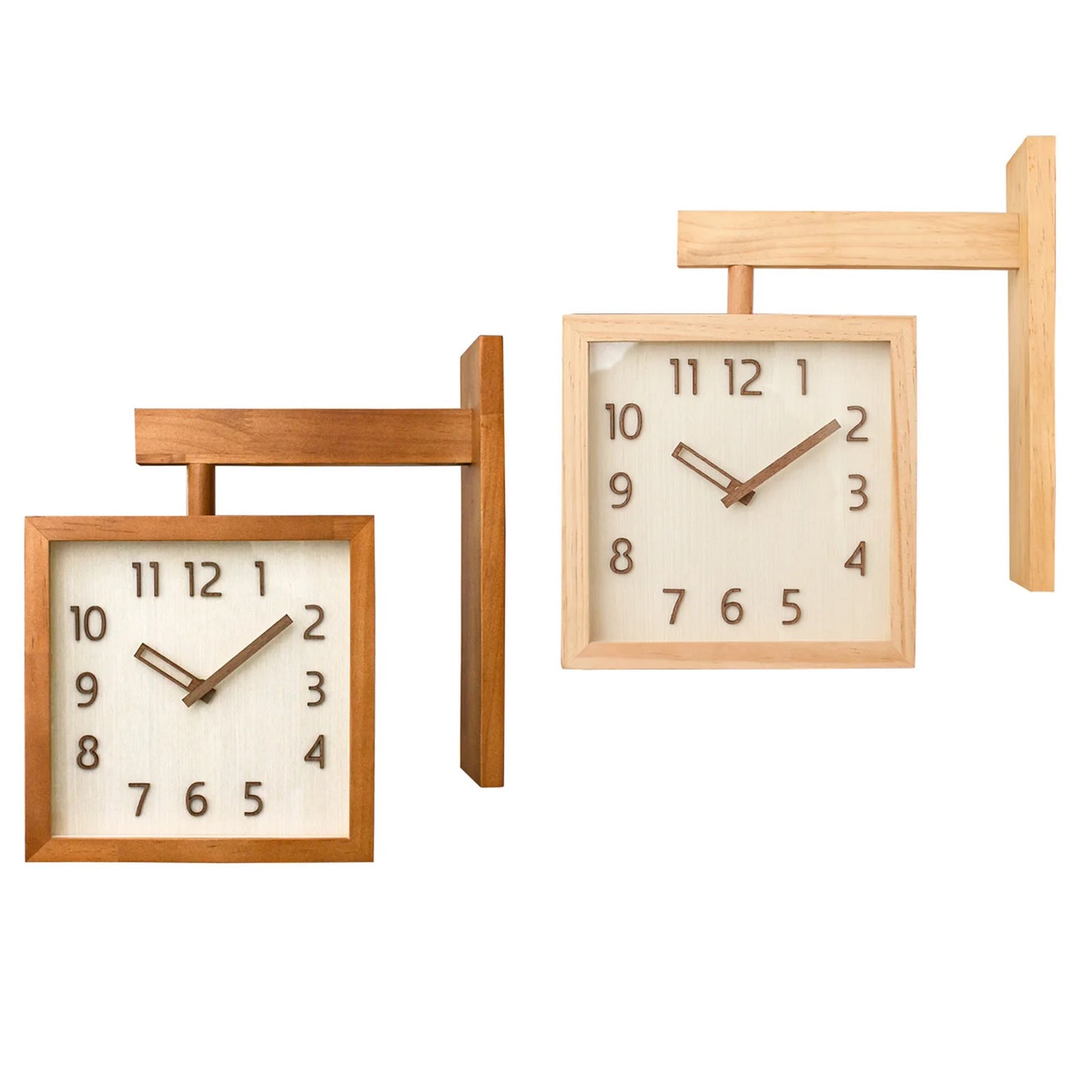 Wooden Double-Sided Corner Wall Clock