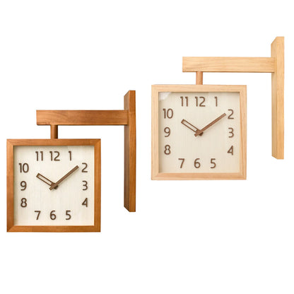 Wooden Double-Sided Corner Wall Clock