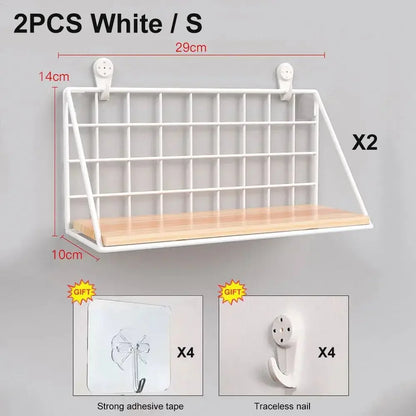 No-Drill Wooden Hanging Wall Shelf