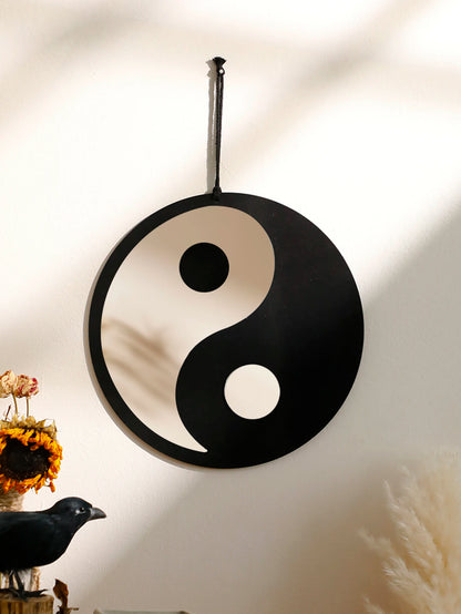 Boho Wooden Yin Yang Wall Mirror