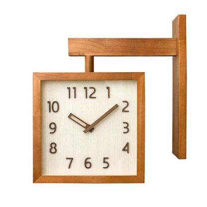 Wooden Double-Sided Corner Wall Clock