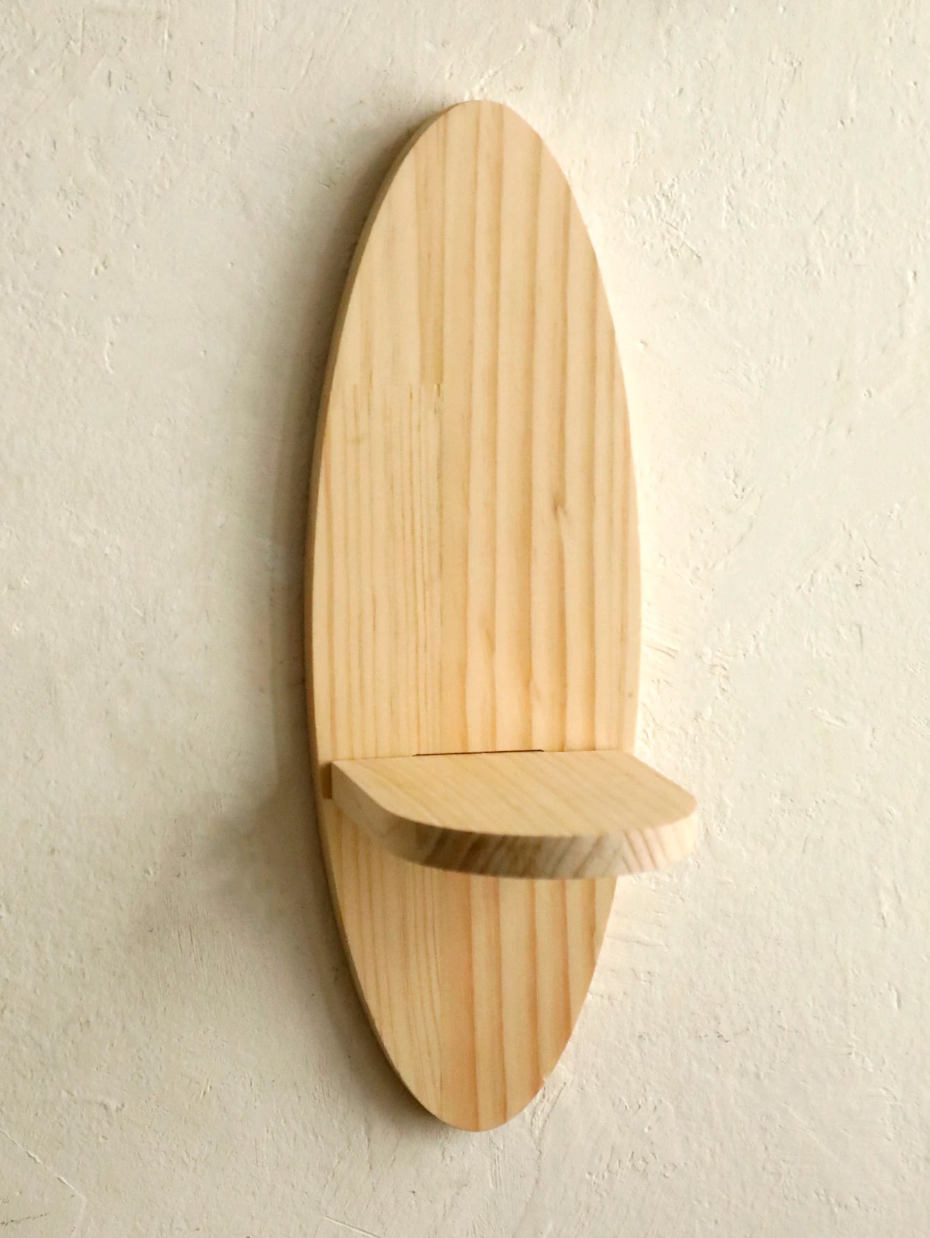 Wooden Oval Floating Wall Shelf