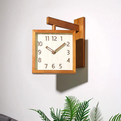 Wooden Double-Sided Corner Wall Clock