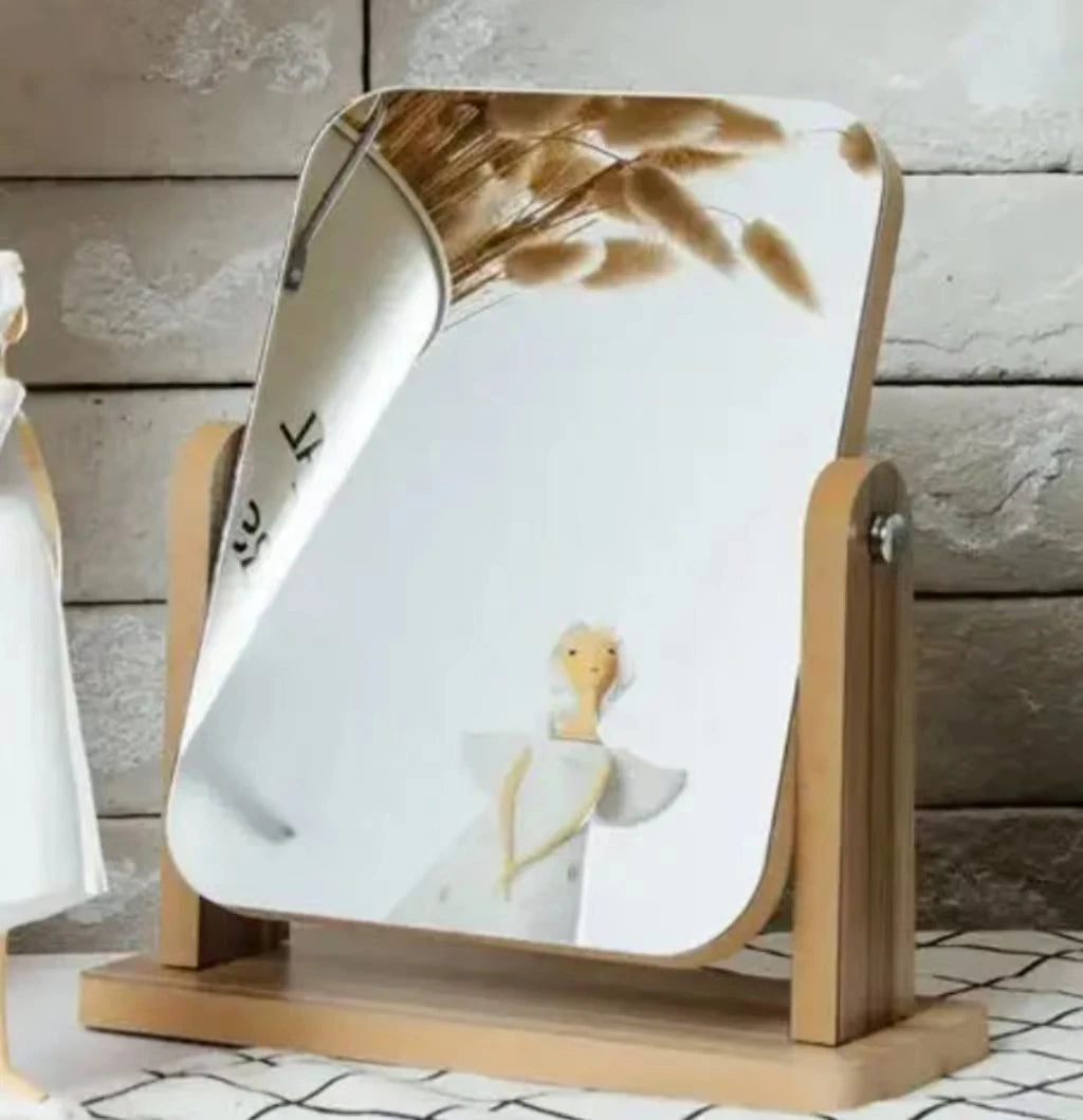 Wooden Rotating Vanity Mirror