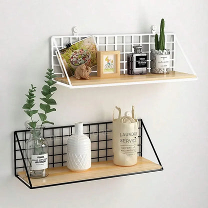 No-Drill Wooden Hanging Wall Shelf
