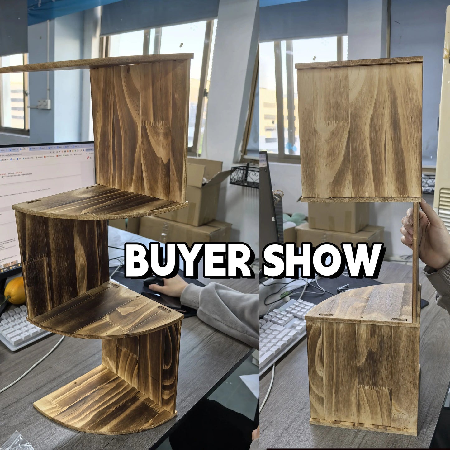 Wooden Floating Corner Wall Shelf