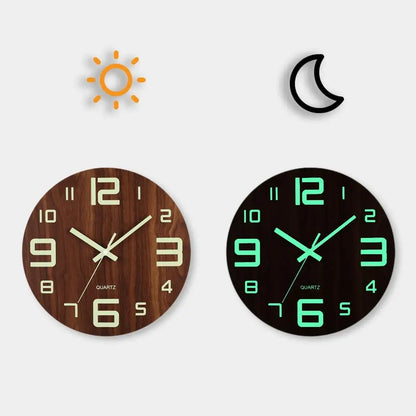8-Inch Luminous Wooden Wall Clock