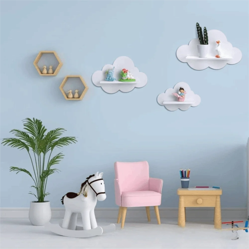 Modern Cloud Wooden Wall Shelf